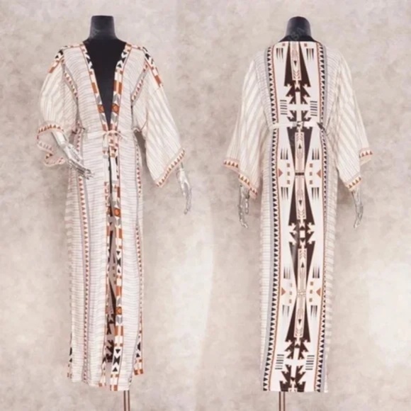 SOLD OUT Western Aztec Boho Tribal Kimono Duster Wrap - Picture 4 of 4
